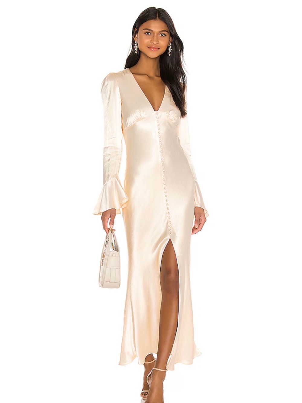 Shona Joy Lune Frill Cuff Bias Midi Dress in Cream
Shona Joy